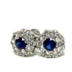 Diamond & Sapphire 9ct Gold Clip On Earrings