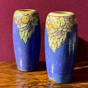 Pair of Royal Doulton Lambeth Stoneware Vases