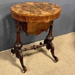 Victorian Period Burr Walnut Sewing Table