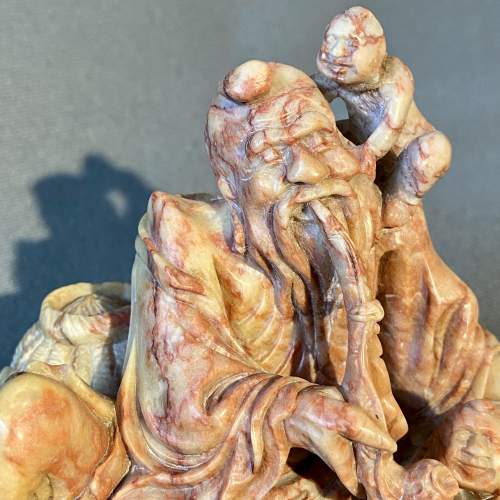 Late 19th Century Chinese Carved Soapstone Figural Group image-5