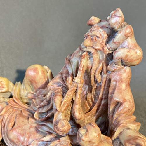 Late 19th Century Chinese Carved Soapstone Figural Group image-3