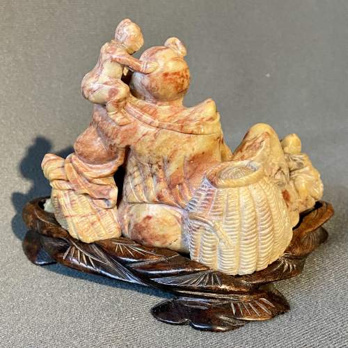 Late 19th Century Chinese Carved Soapstone Figural Group image-4