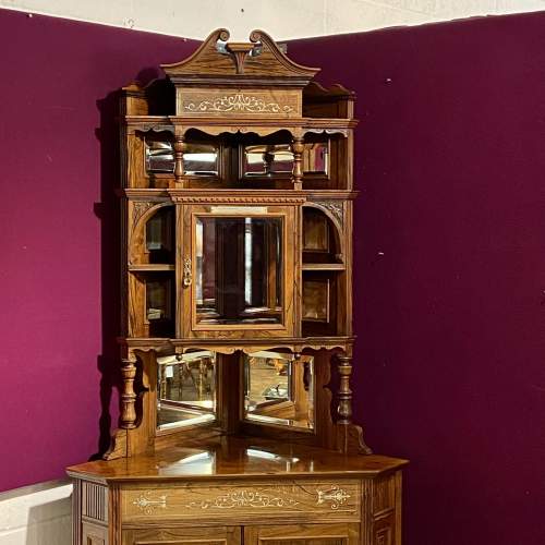 Victorian Inlaid Rosewood Corner Cabinet image-1