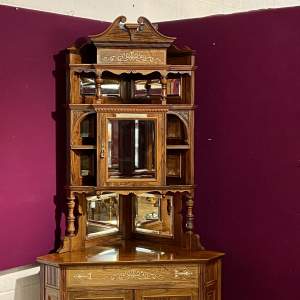 Victorian Inlaid Rosewood Corner Cabinet