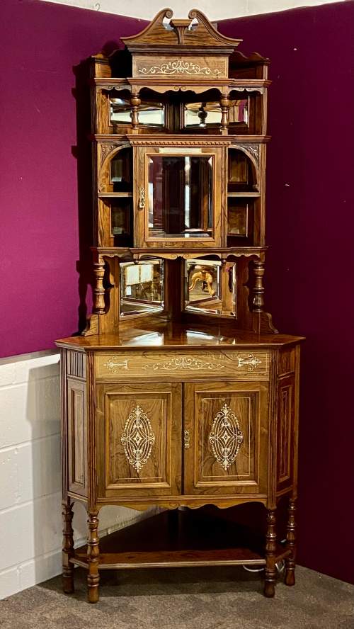 Victorian Inlaid Rosewood Corner Cabinet image-5