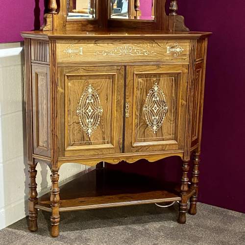 Victorian Inlaid Rosewood Corner Cabinet image-3