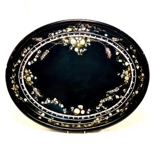 19th Century Large Oval Papier Mache Tray