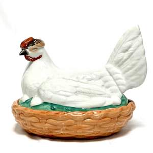 19th Century Pottery Hen on Nest