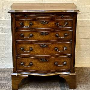 Walnut and Mahogany Serpentine Bachelors Chest of Drawers