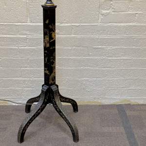 Early 20th Century Black Japanned Chinoiserie Standard Lamp