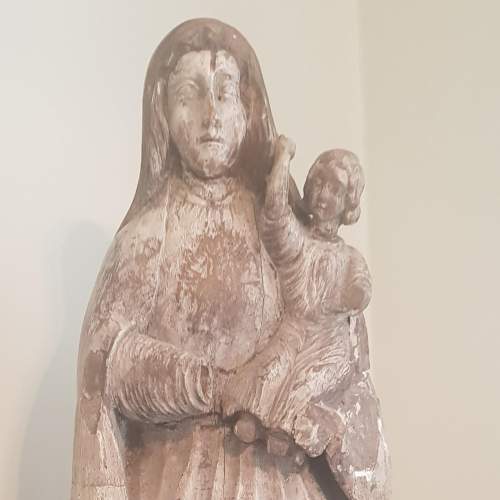 Large 18th Century Flemish Carving of the Madonna and Child image-1