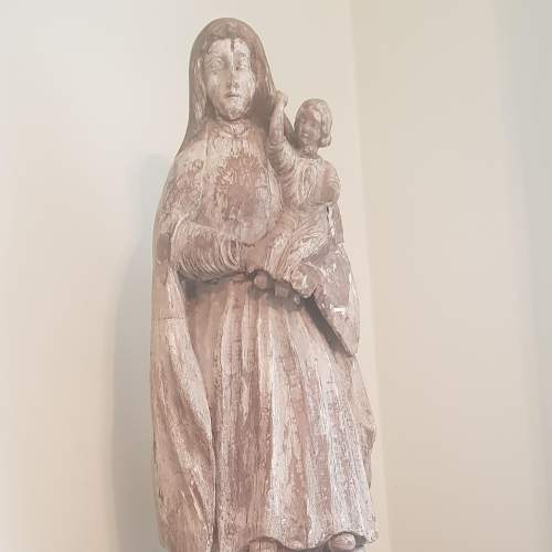 Large 18th Century Flemish Carving of the Madonna and Child image-2