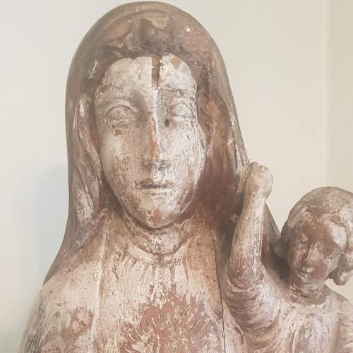 Large 18th Century Flemish Carving of the Madonna and Child image-3
