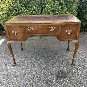1950s Walnut Desk with Leather Top