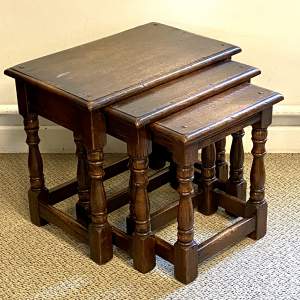20th Century Oak Nest of Three Tables