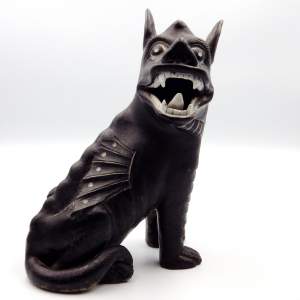 Antique Circa 1900 Bisque Porcelain Dog Mythical Beast Creature