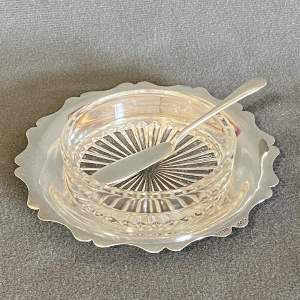 Early 20th Century Silver and Cut Glass Butter Dish