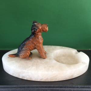 Cold Painted Bronze Terrier on a Marble Dish