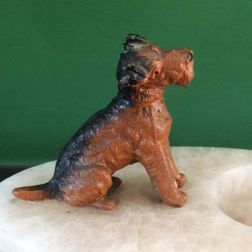 Cold Painted Bronze Terrier on a Marble Dish image-2