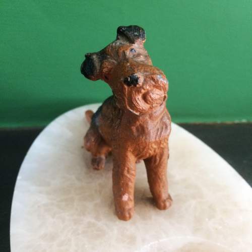 Cold Painted Bronze Terrier on a Marble Dish image-3
