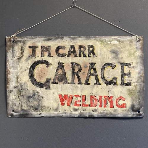 Vintage Hand Painted Metal Garage Sign image-1