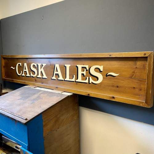 Large Solid Wooden Cask Ales Sign image-1