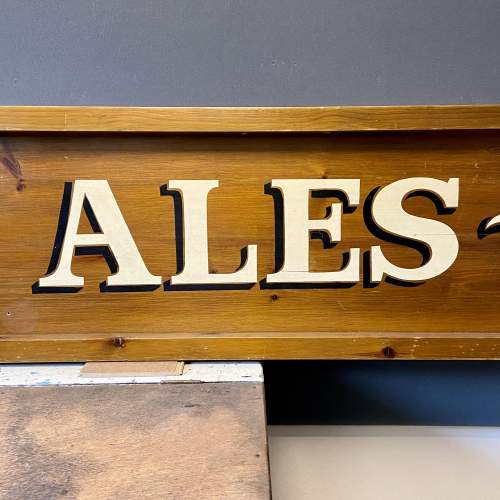 Large Solid Wooden Cask Ales Sign image-3