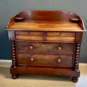 Victorian Faux Mahogany Painted Pine Gallery Chest of Drawers