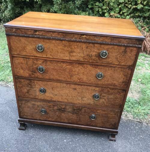 Antique Waring & Gillow Burr Walnut Chest of Drawers image-1