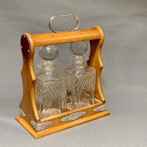 Victorian Oak and Silver Plated Tantalus