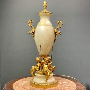 Early 20th Century Alabaster and Ormolu Gilt Table Lamp