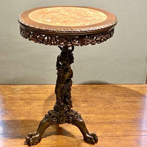 19th Century Chinese Hardwood Tripod Occasional Table image-1