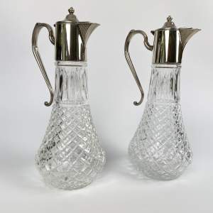 Pair of Silver Plated Claret Jugs - Mid 20th Century Vintage