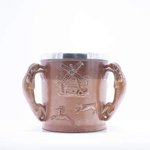 A Large Antique Victorian Stoneware Loving Cup image-1