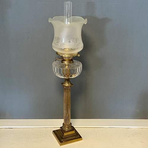 Victorian Faceted Glass Bowl Oil Lamp image-1