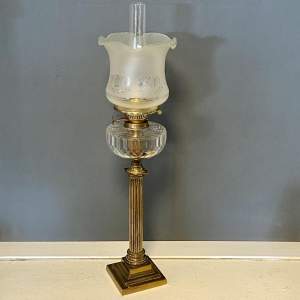 Victorian Faceted Glass Bowl Oil Lamp