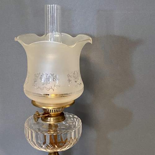 Victorian Faceted Glass Bowl Oil Lamp image-2