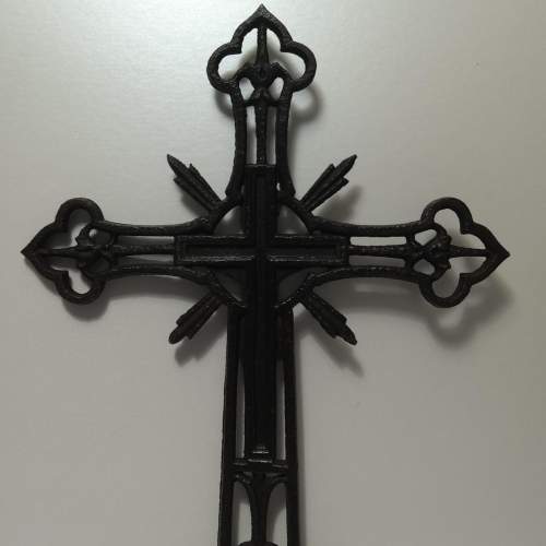 Late 19th - Early 20th Century French Cast Iron Crucifix image-3