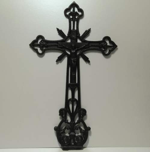 Late 19th - Early 20th Century French Cast Iron Crucifix image-1