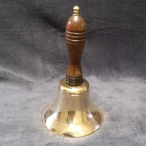Early 20th Century Brass and Wood School Bell