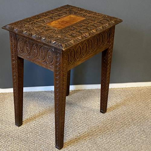 Anglo Indian Carved Hardwood Work Table image-1