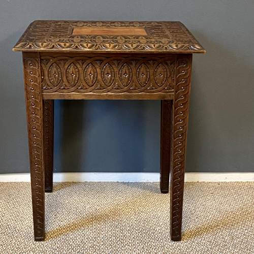 Anglo Indian Carved Hardwood Work Table image-2