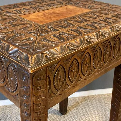 Anglo Indian Carved Hardwood Work Table image-3