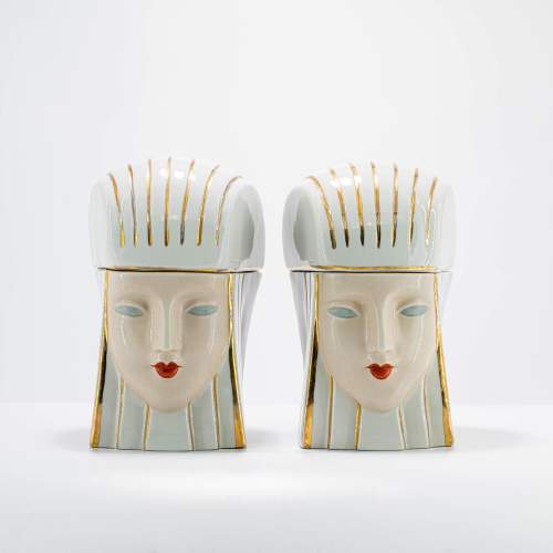 A Rare Pair of French Art Deco Figural Bonbonnieres by Robj image-1