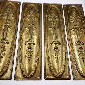 Set of Four Antique Edwardian Pressed Brass Door Fingerplates
