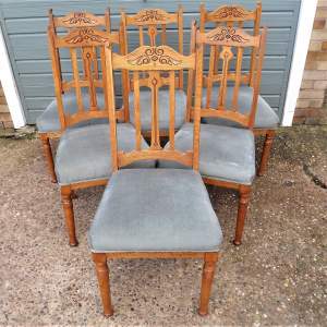 Set of 6 Circa 1900 Arts & Crafts Golden Oak Dining Chairs