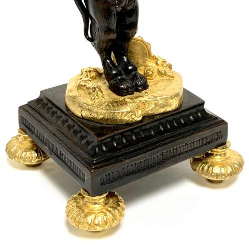 Pair of 19th Century Gilt and Patinated Bronze Putti Candlesticks image-6