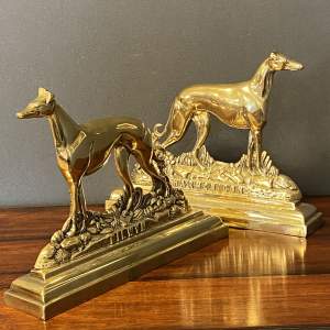 Pair of 20th Century Brass Greyhounds