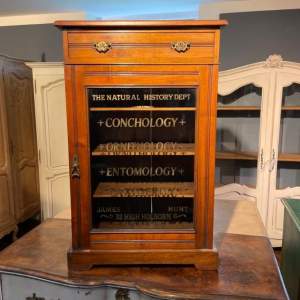 Antique Glazed Single Drawer Cabinet with Later Lettering