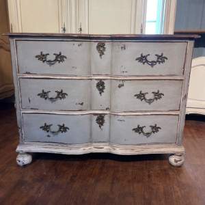 Antique French Painted Chest of Drawers with Walnut Top
